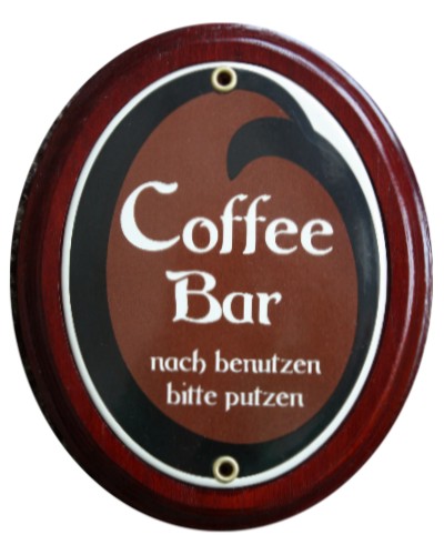 Coffee Bar nach benutzen ... Emaille Schild Oval Nr. 1642
