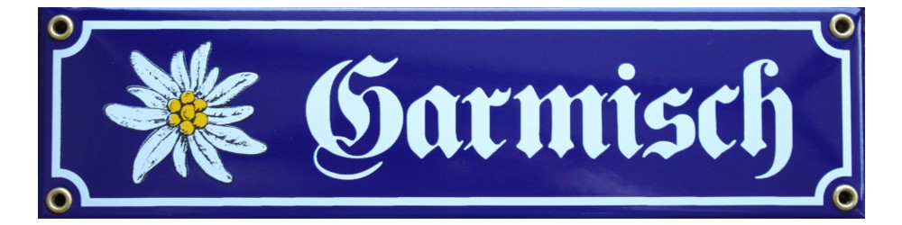 Garmisch mit Edelweiß Emaille Schild Nr. 756