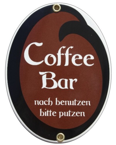 Coffee Bar nach benutzen ... Emaille Schild Oval Nr. 1642