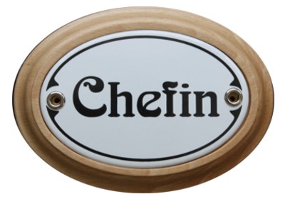 Türschild Chefin 7 x 10,5 cm oval Emaille Schild Jugendstil (ohne Holzrahmen) Nr. 1454