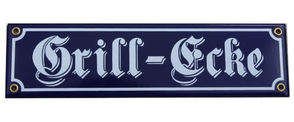 Grill-Ecke Emaille 8 x 30 cm Schild Nr. 1139