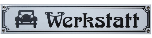 Auto Werkstatt Jugendstil 8 x 40 cm Emaille Schild Nr. 3354
