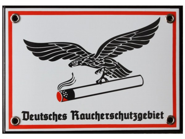 Deutsches Raucherschutzgebiet Emaille Schild 12 x 17 cm Emailschild weiß Nr. 1335