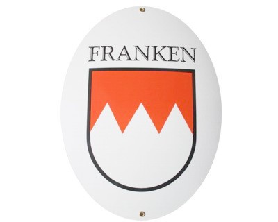 Franken Emaille Schild 28,5 x 37,5 cm Emailschild Oval mit kleinen Mängeln! Nr. 2282 C