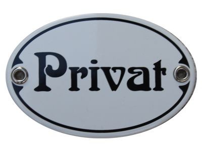 Türschild Privat 7 x 10,5 cm oval Emaille Schild Jugendstil (ohne Holzrahmen) Nr. 1034