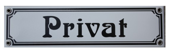 Privat Jugendstil 8 x 30 cm Emaille Schild Nr. 1129