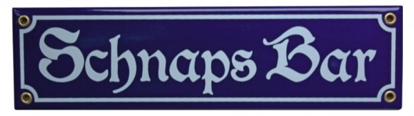 Schnaps Bar 8 x 30 cm Emaille Schild blau Nr. 1213