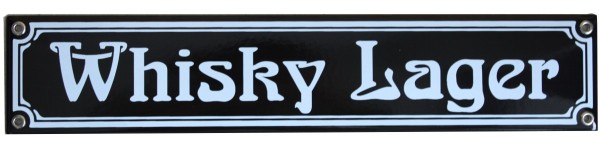 Whisky Lager Jugendstil 8 x 40 cm Emaille Schild schwarz Nr. 1204